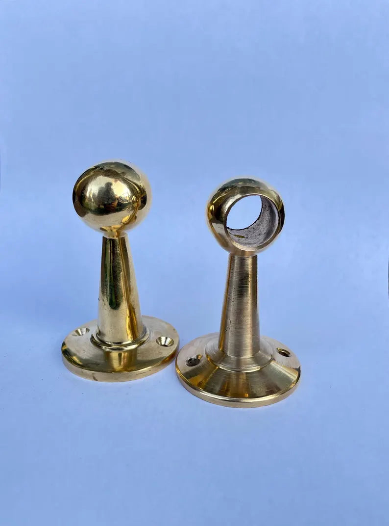 Handmade Unlacquered Brass Pot Rail with S Hooks - Antique Kitchen Organizer