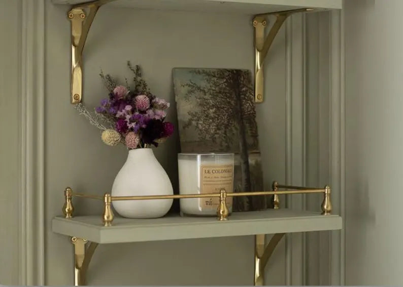 Handmade Moroccan Brass Gallery Rail- Unlacquered Brass Shelf Bracket
