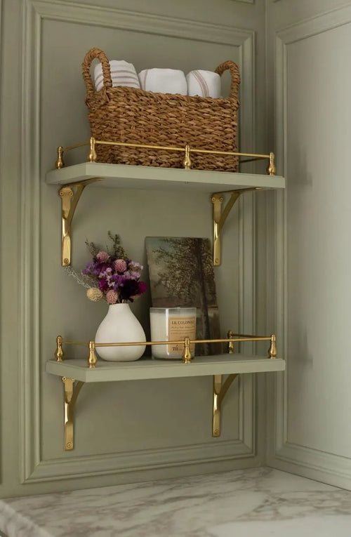 Handmade Moroccan Brass Gallery Rail- Unlacquered Brass Shelf Bracket