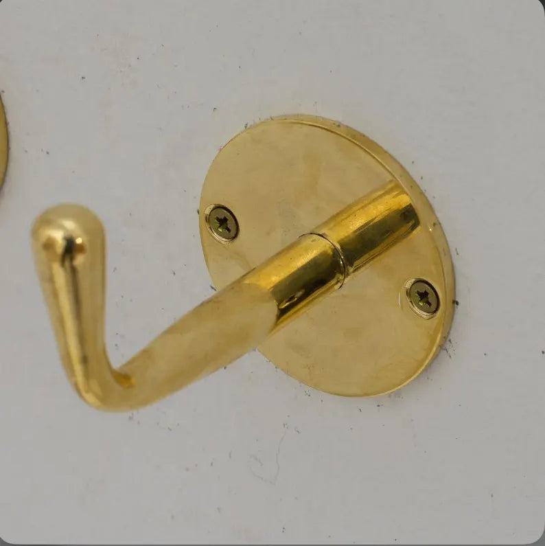 Solid Unlacquered Brass Wall Hook