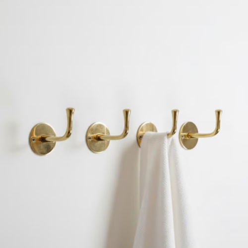 Solid Unlacquered Brass Wall Hook