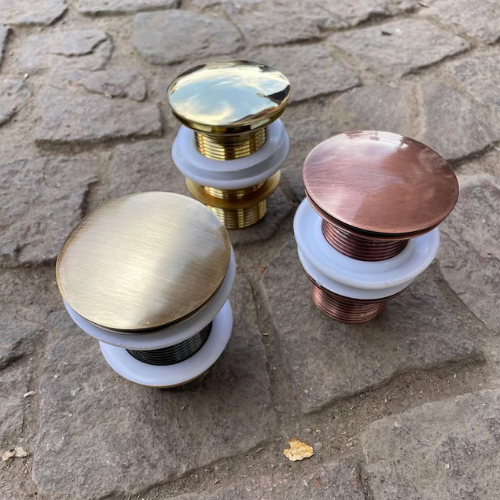 Unlacquered Solid Brass Sink Drain, Pop-Up Style