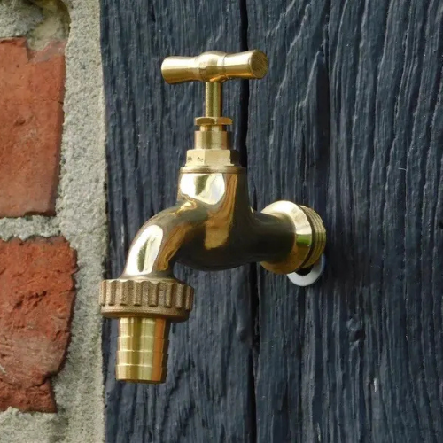 Outdoor Brass Faucet - Moroccan Garden Tap- Unlacquered Patio Spigot- Vintage Solid Brass