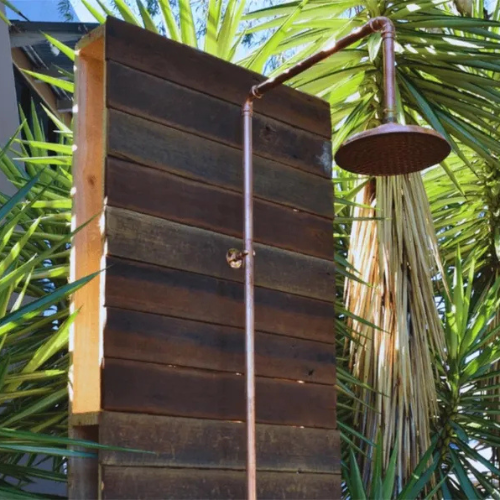 Handmade Unlacquered Copper Rainfall Shower Head - Indoor/Outdoor