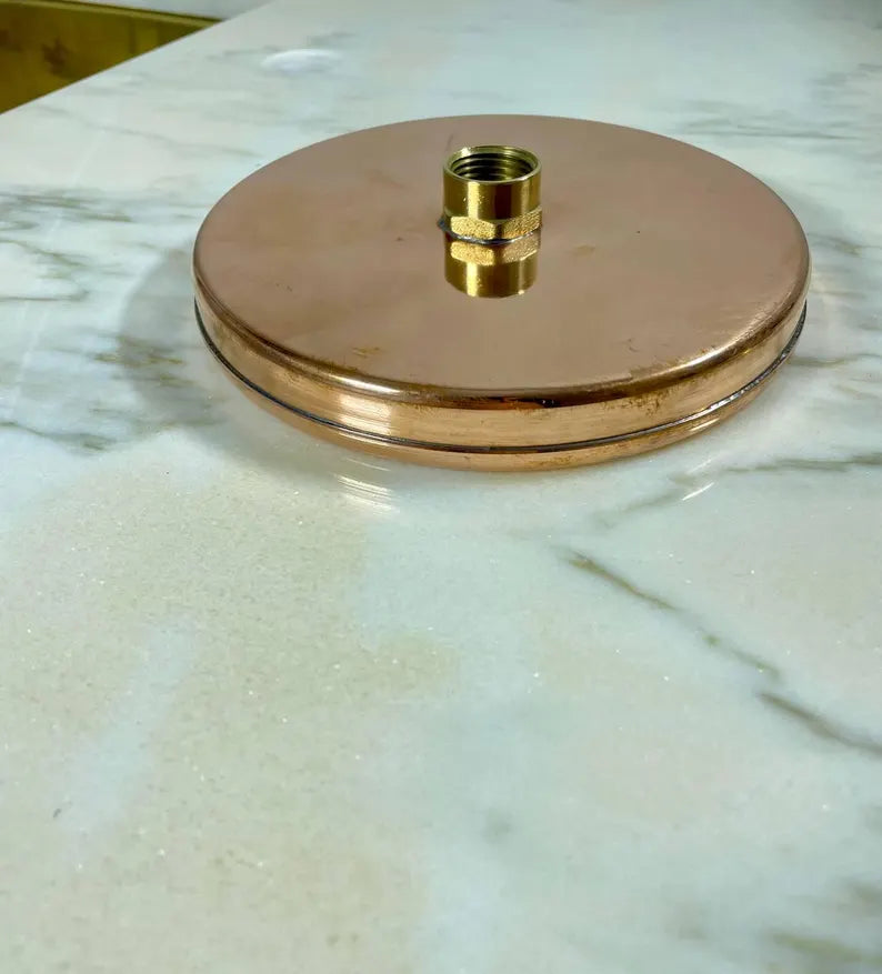 Handmade Unlacquered Copper Rainfall Shower Head - Indoor/Outdoor