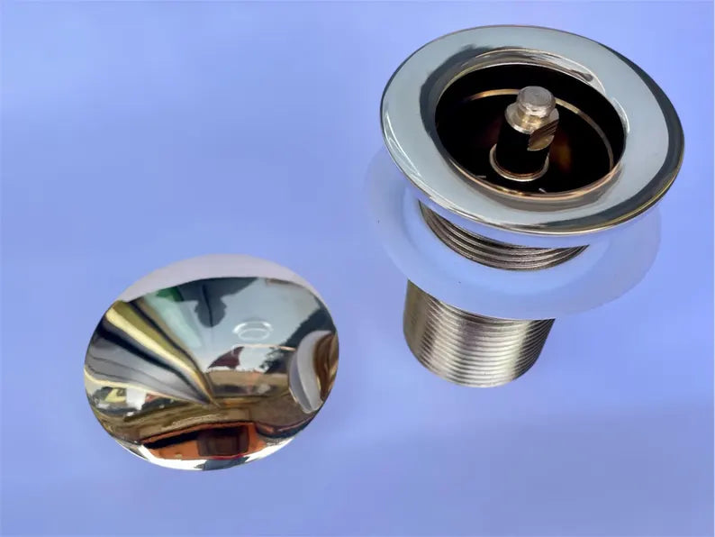 Unlacquered Solid Brass Sink Drain, Pop-Up Style