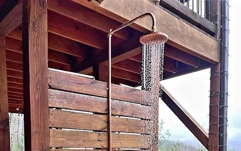 Handmade Unlacquered Copper Rainfall Shower Head - Indoor/Outdoor