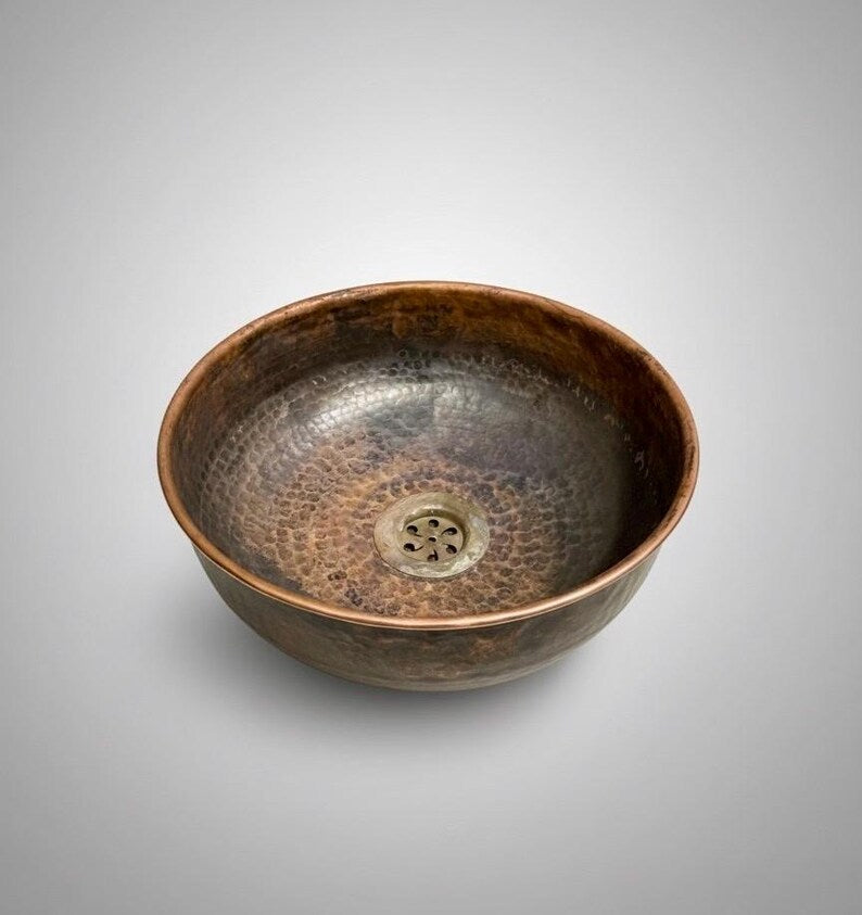 Black Hammered Copper Vessel Sink: Handcrafted Moroccan Washbasin
