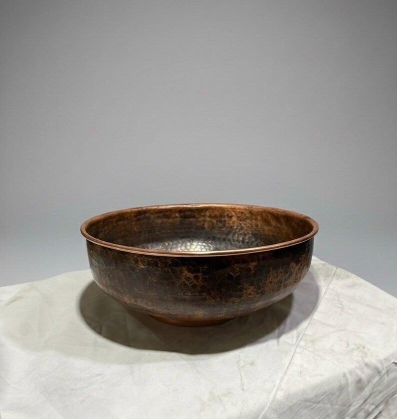 Black Hammered Copper Vessel Sink: Handcrafted Moroccan Washbasin