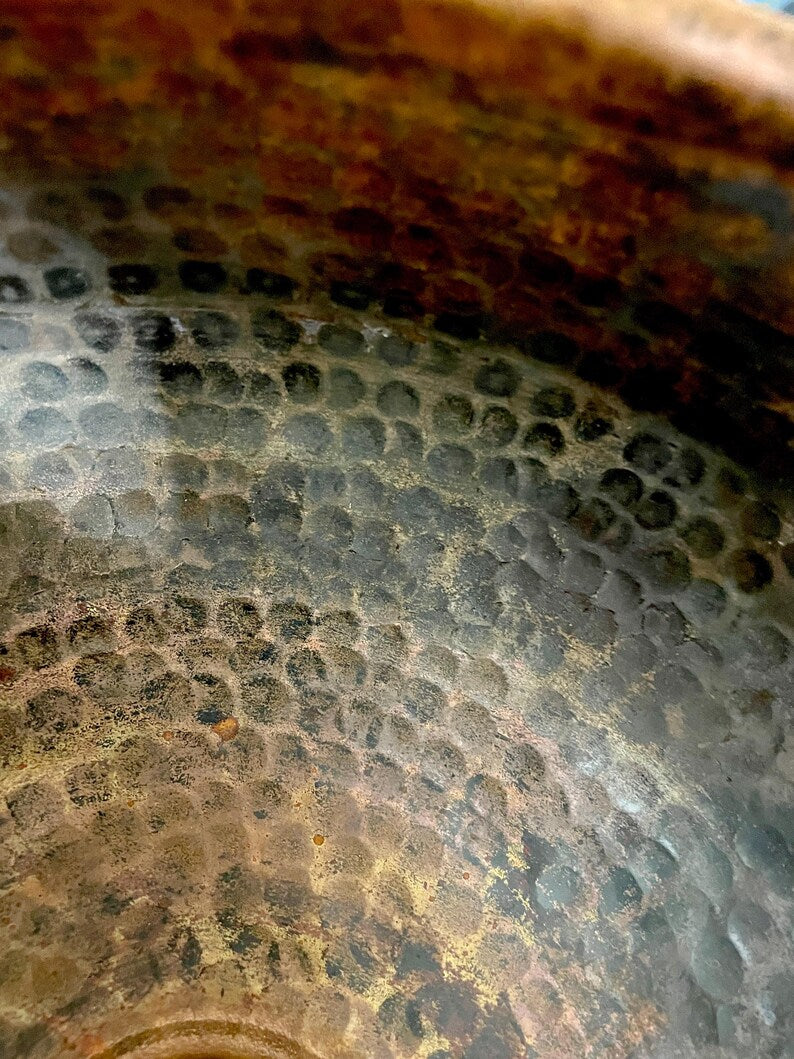 Black Hammered Copper Vessel Sink: Handcrafted Moroccan Washbasin