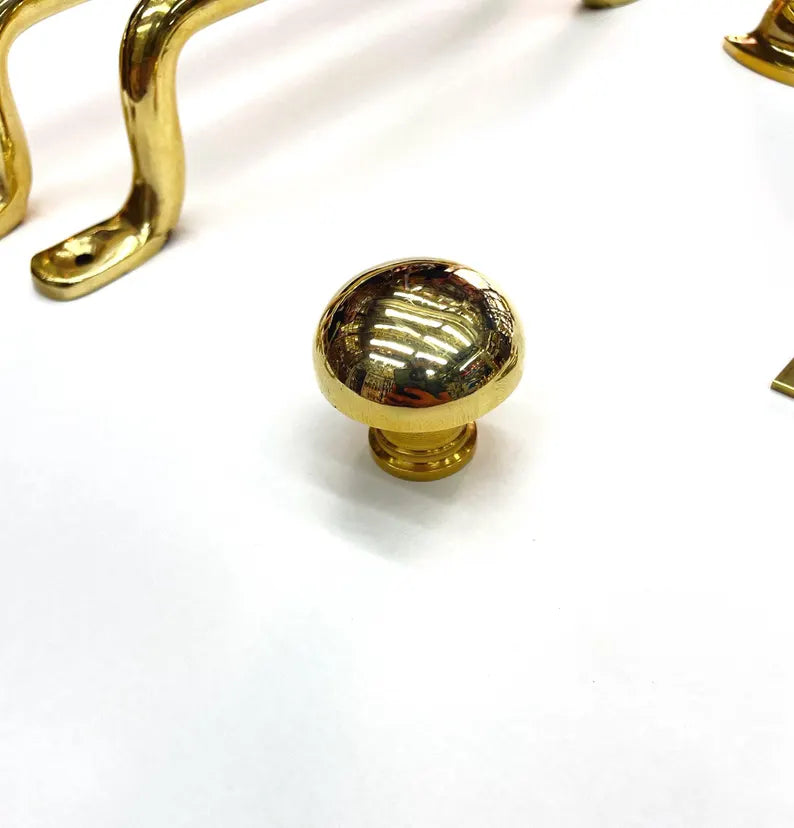Solid Brass Cabinet Handles & Knobs – Unlacquered Polished Brass Furniture Hardware